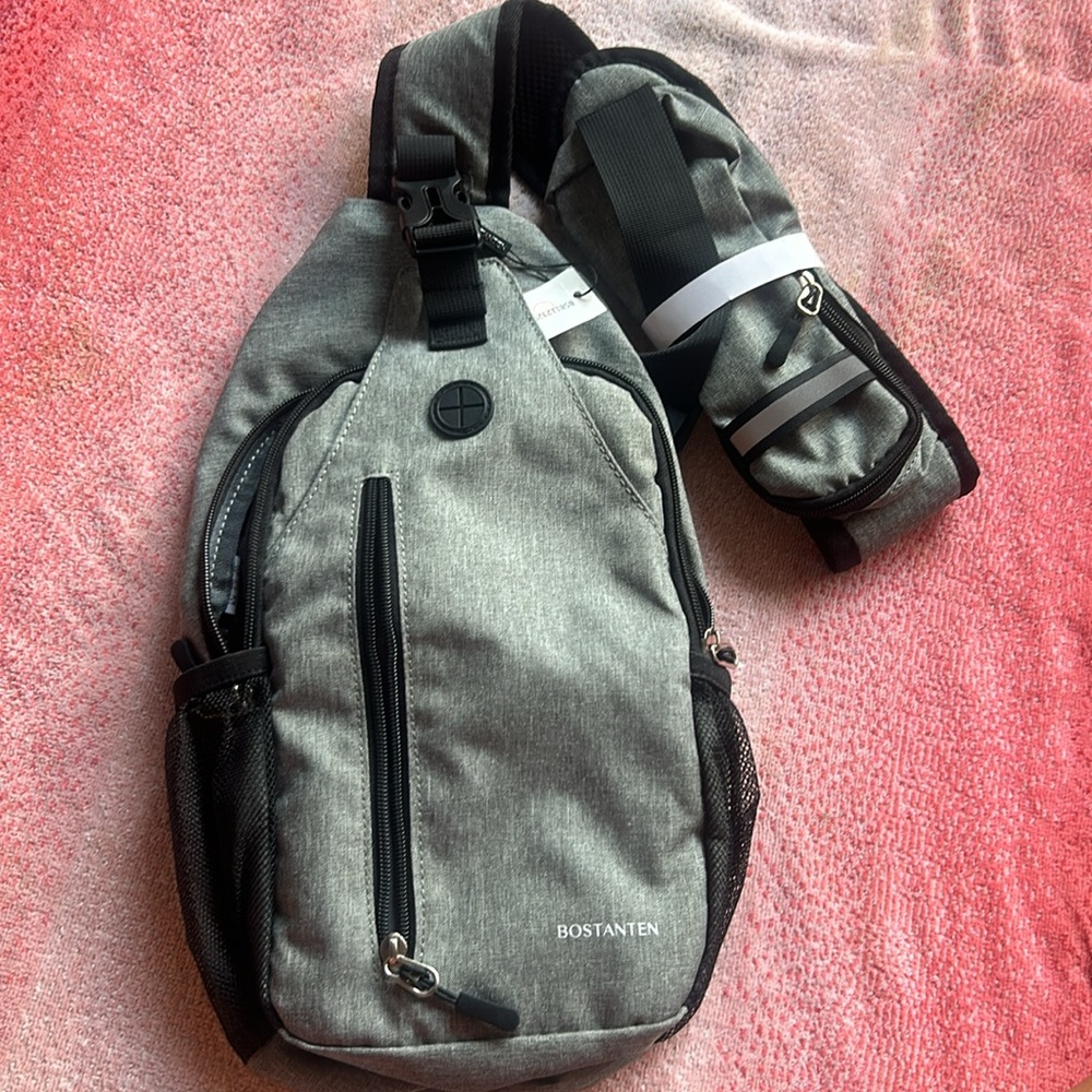 Bostanten Gray and Black Sling Backpack - Picture 2 of 9